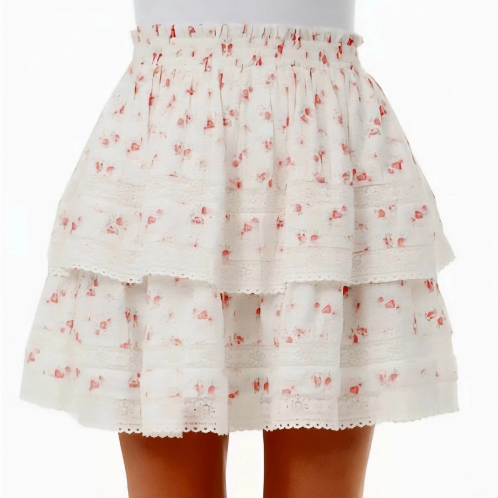 Hyacinth House Light Pink White Floral Mini Layla Skirt